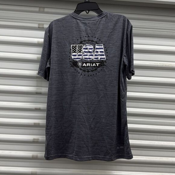 Ariat Gray Short Sleeve Tee Classic Crew Neck - Picture 2 of 8